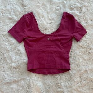 Pink Lululemon align cropped tee size 2-4